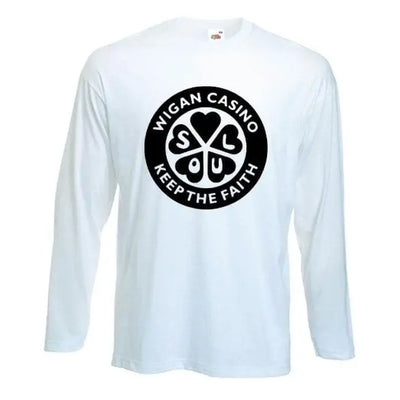 Wigan Casino Keep The Faith Long Sleeve T-Shirt XL / White