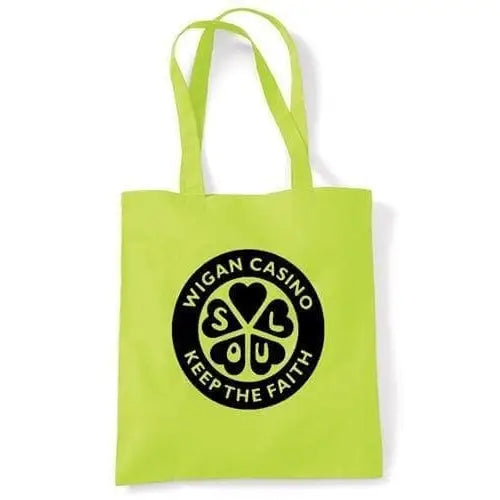 Wigan Casino Keep The Faith Shoulder Bag Lime Green