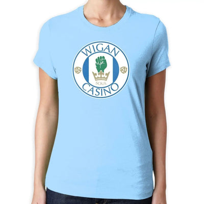 Wigan Casino Northern Soul Football Logo Women's T-Shirt XL / Light Blue