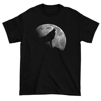 Wolf and Full Moon Silhouette Howling Men’s T - Shirt - S