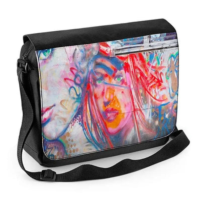 Woman with Orange Face Graffiti Laptop Messenger Bag