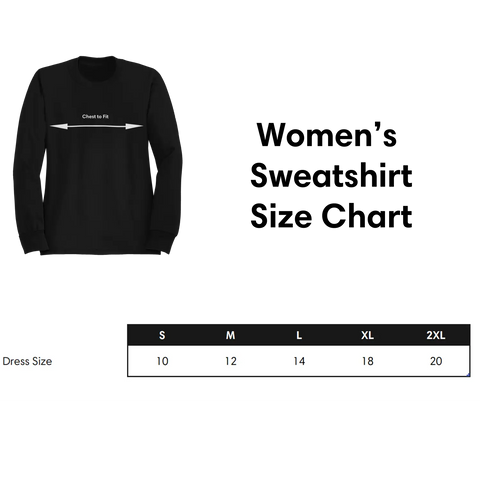 womens sweatshirt size chart
