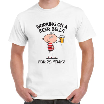Working on a Beer Belly 75th Birthday Gift Men's T-Shirt M