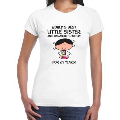 World Best Little Sister Women's 21st Birthday Present T-Shirt M