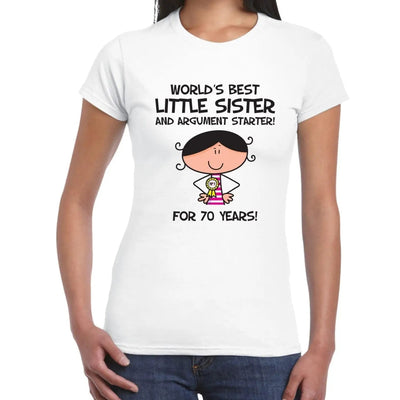 World Best Little Sister Women's 70th Birthday Present T-Shirt XL