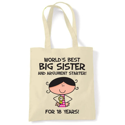Worlds Best Big Sister Women's 18th Birthday Present Shoulder Tote Bag