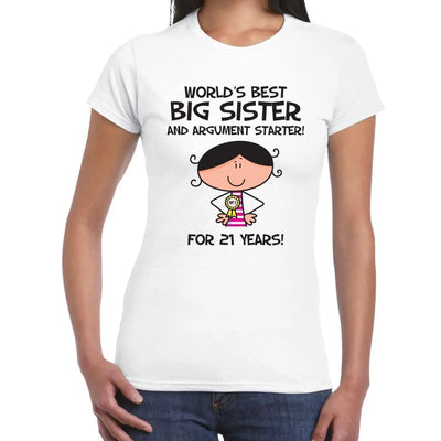 Worlds Best Big Sister Women's 21st Birthday Present T-Shirt XL