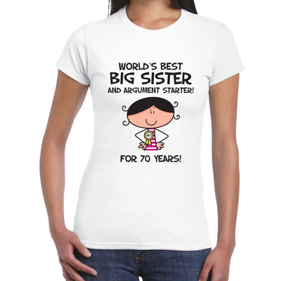 Worlds Best Big Sister Women's 70th Birthday Present T-Shirt M