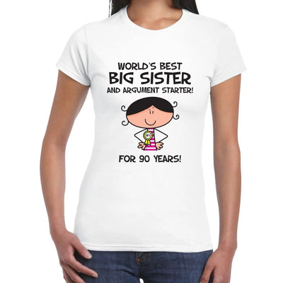 Worlds Best Big Sister Women's 90th Birthday Present T-Shirt L