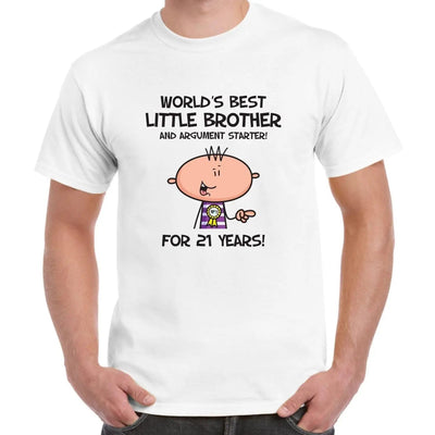 Worlds Best Little Brother Men's 21st Birthday Present T-Shirt S