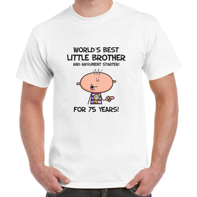 Worlds Best Little Brother Men's 75th Birthday Present T-Shirt M