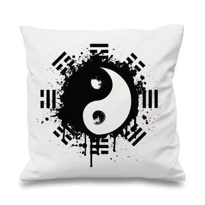 Yin and Yang Grunge Cushion White