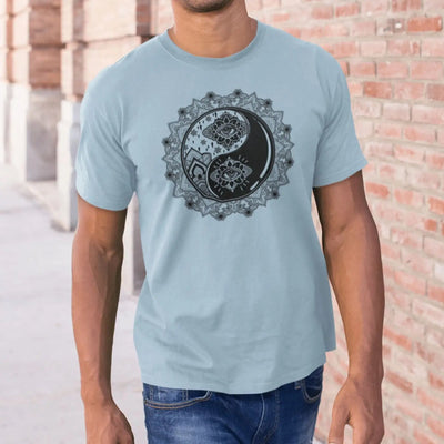 Yin and Yang Mandala Hipster Tattoo Large Print Men's T-Shirt