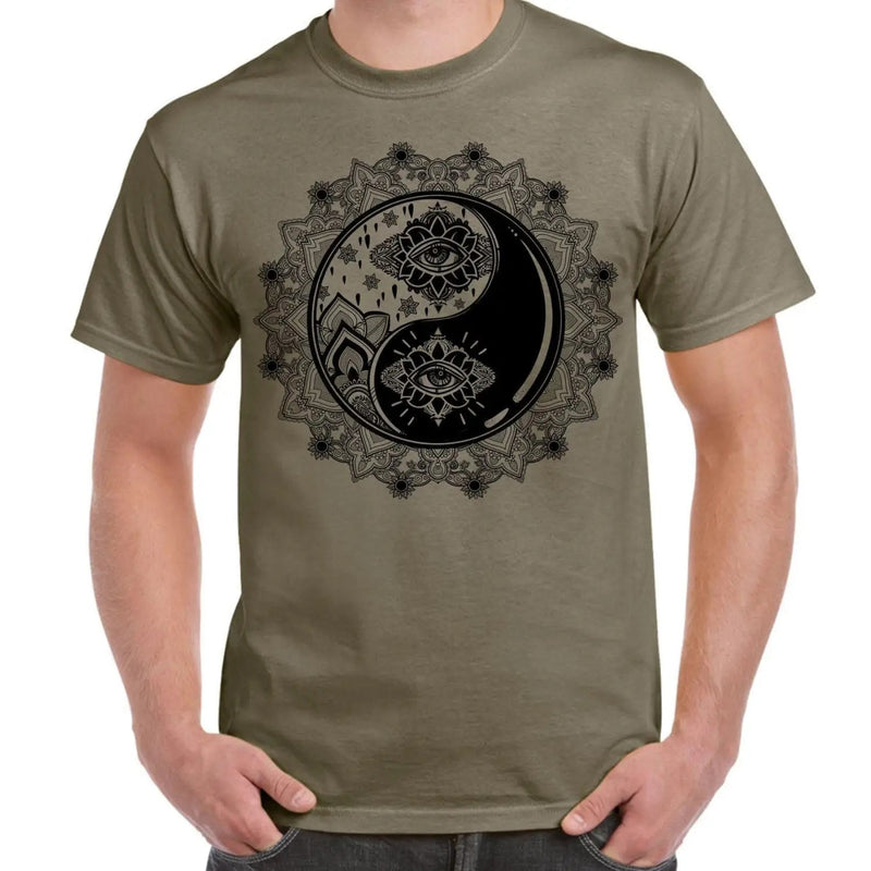 Yin and Yang Mandala Hipster Tattoo Large Print Men&