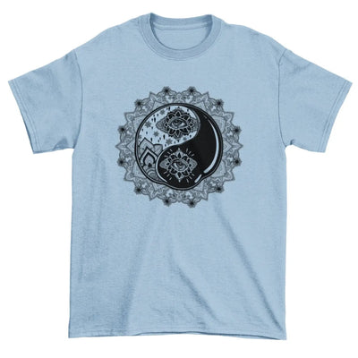 Yin and Yang Mandala Hipster Tattoo Large Print Men's T-Shirt XL / Light Blue