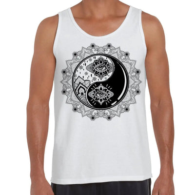 Yin and Yang Mandala Hipster Tattoo Large Print Men's Vest Tank Top Large / White