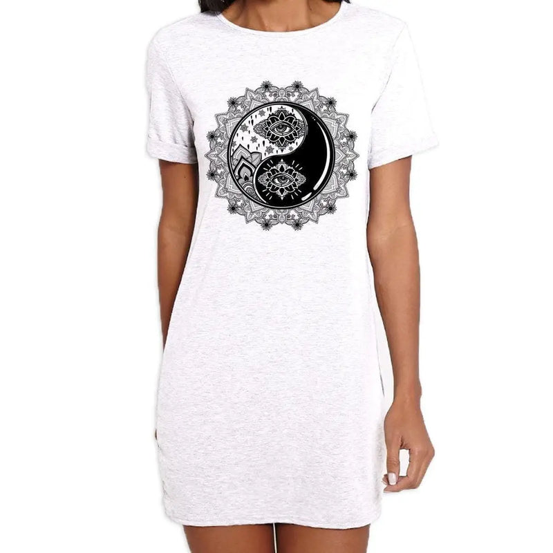 Yin and Yang Mandala Hipster Tattoo Large Print Women&