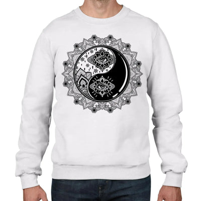 Yin and Yang Mandala Hipster Tattoo Men's Sweatshirt Jumper L / White