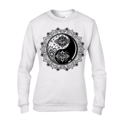 Yin and Yang Mandala Hipster Tattoo Women's Sweatshirt Jumper S / White