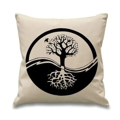 Yin and Yang Tree Of Life Cushion Cream