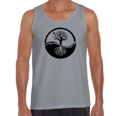 Yin and Yang Tree of Life Men's Tank Vest Top XXL / Light Grey