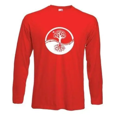 Yin & Yang Tree Of Life Long Sleeve T-Shirt M / Red