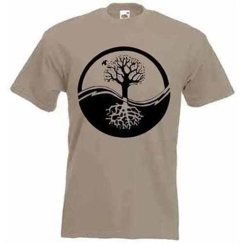 Yin & Yang Tree Of Life T-Shirt XL / Khaki