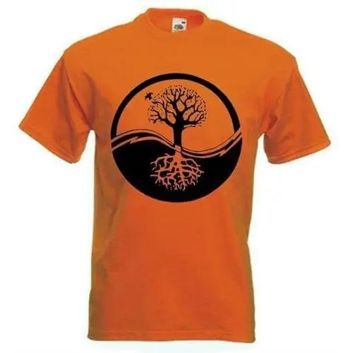 Yin & Yang Tree Of Life T-Shirt XL / Orange