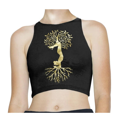 Yoga Tree of Life Dhanurasana Bow Pose Womens Crop Top Small