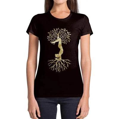 Yoga Tree of Life Dhanurasana Bow Pose Women's T-Shirt Large