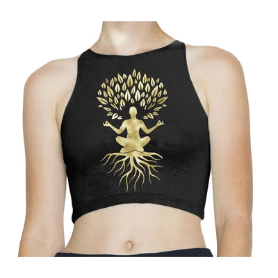 Yoga Tree of Life Sukhasana Easy Pose Womens Crop Top Small