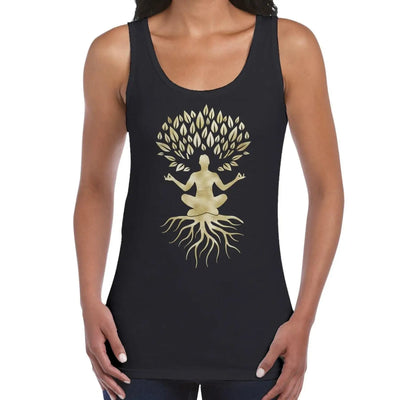 Yoga Tree of Life Sukhasana Easy Pose Womens Tank Vest Top XL