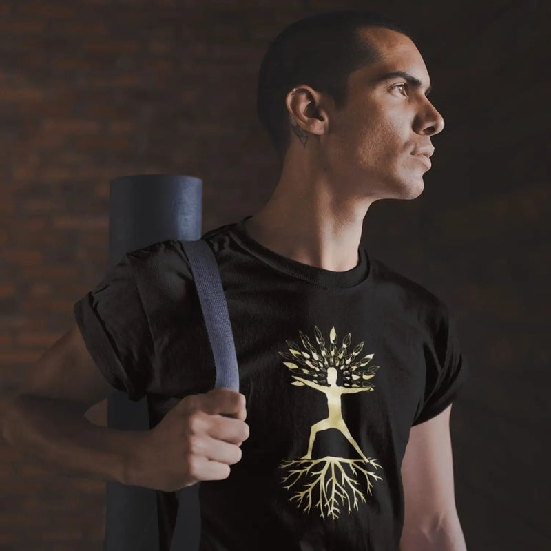 Yoga Tree of Life Virabhadrasana Warrior Pose Men&