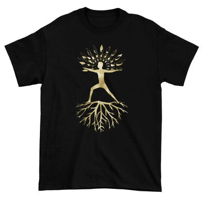 Yoga Tree of Life Virabhadrasana Warrior Pose Men's T-Shirt Small