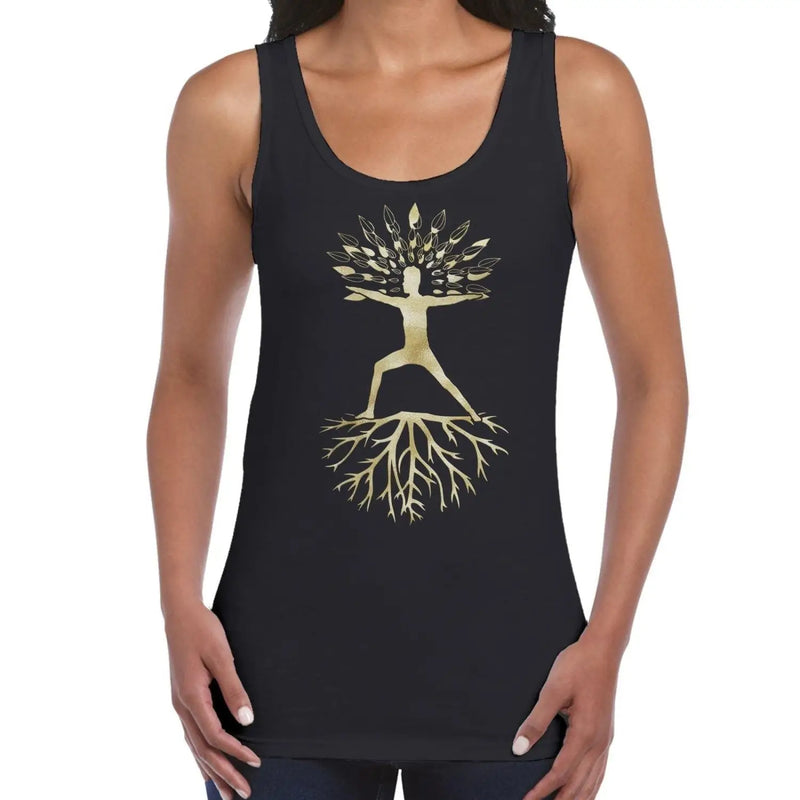 Yoga Tree of Life Virabhadrasana Warrior Pose Womens Tank Vest Top Medium