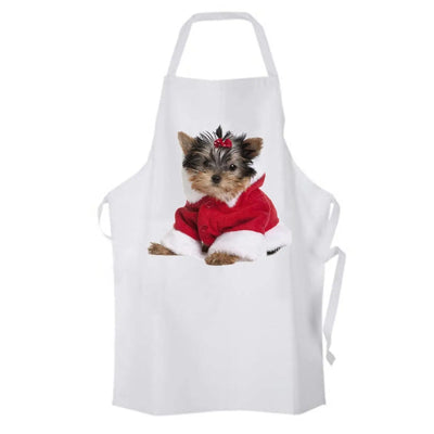 Yorkshire Terrier Puppy Santa Claus Father Christmas Chef's Kitchen Apron