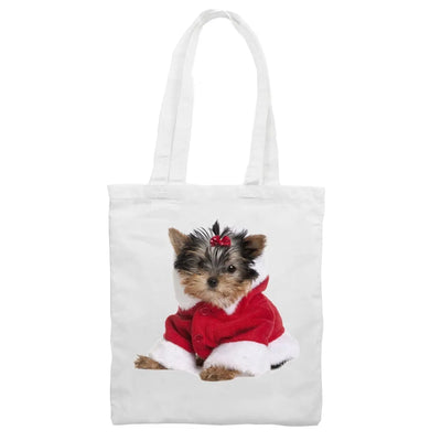 Yorkshire Terrier Puppy Santa Claus Father Christmas Shoulder Shopping Bag
