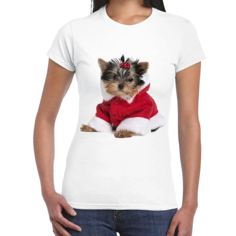 Yorkshire Terrier Puppy Santa Claus Father Christmas Women&