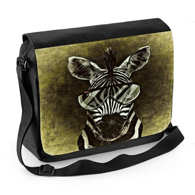 Zebra With Glasses Laptop Messenger Bag