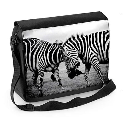 Zebras Fighting Laptop Messenger Bag